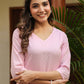 Janasya Light Dobby Cotton Self Design A-Line Top & Bottom Set | Swadesiicart