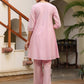 Janasya Light Dobby Cotton Self Design A-Line Top & Bottom Set | Swadesiicart