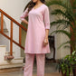 Janasya Light Dobby Cotton Self Design A-Line Top & Bottom Set | Swadesiicart