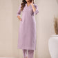 Janasya Light Dobby Cotton Self Design Straight Kurta Set | Swadesiicart
