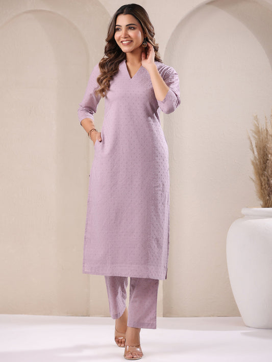 Janasya Light Dobby Cotton Self Design Straight Kurta Set | Swadesiicart
