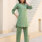 Janasya Dark Cotton Solid A-Line Top & Bottom Set | Swadesiicart
