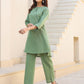 Janasya Dark Cotton Solid A-Line Top & Bottom Set | Swadesiicart