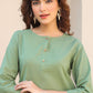 Janasya Dark Cotton Solid A-Line Top & Bottom Set | Swadesiicart