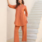 Janasya Dark Cotton Solid A-Line Top & Bottom Set | Swadesiicart