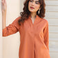 Janasya Dark Cotton Solid A-Line Top & Bottom Set | Swadesiicart
