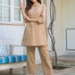Janasya Dark Cotton Solid A-Line Top & Bottom Set | Swadesiicart