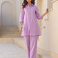 Janasya Light Cotton Solid A-Line Top & Bottom Set | Swadesiicart