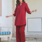 Janasya Dark Cotton Solid A-Line Top & Bottom Set | Swadesiicart