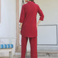 Janasya Dark Cotton Solid A-Line Top & Bottom Set | Swadesiicart