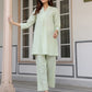 Janasya Light Cotton Solid A-Line Top & Bottom Set | Swadesiicart