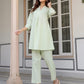 Janasya Light Cotton Solid A-Line Top & Bottom Set | Swadesiicart