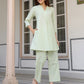 Janasya Light Cotton Solid A-Line Top & Bottom Set | Swadesiicart