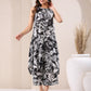 Janasya Dark Rayon Floral A-Line Top & Bottom Set | Swadesiicart