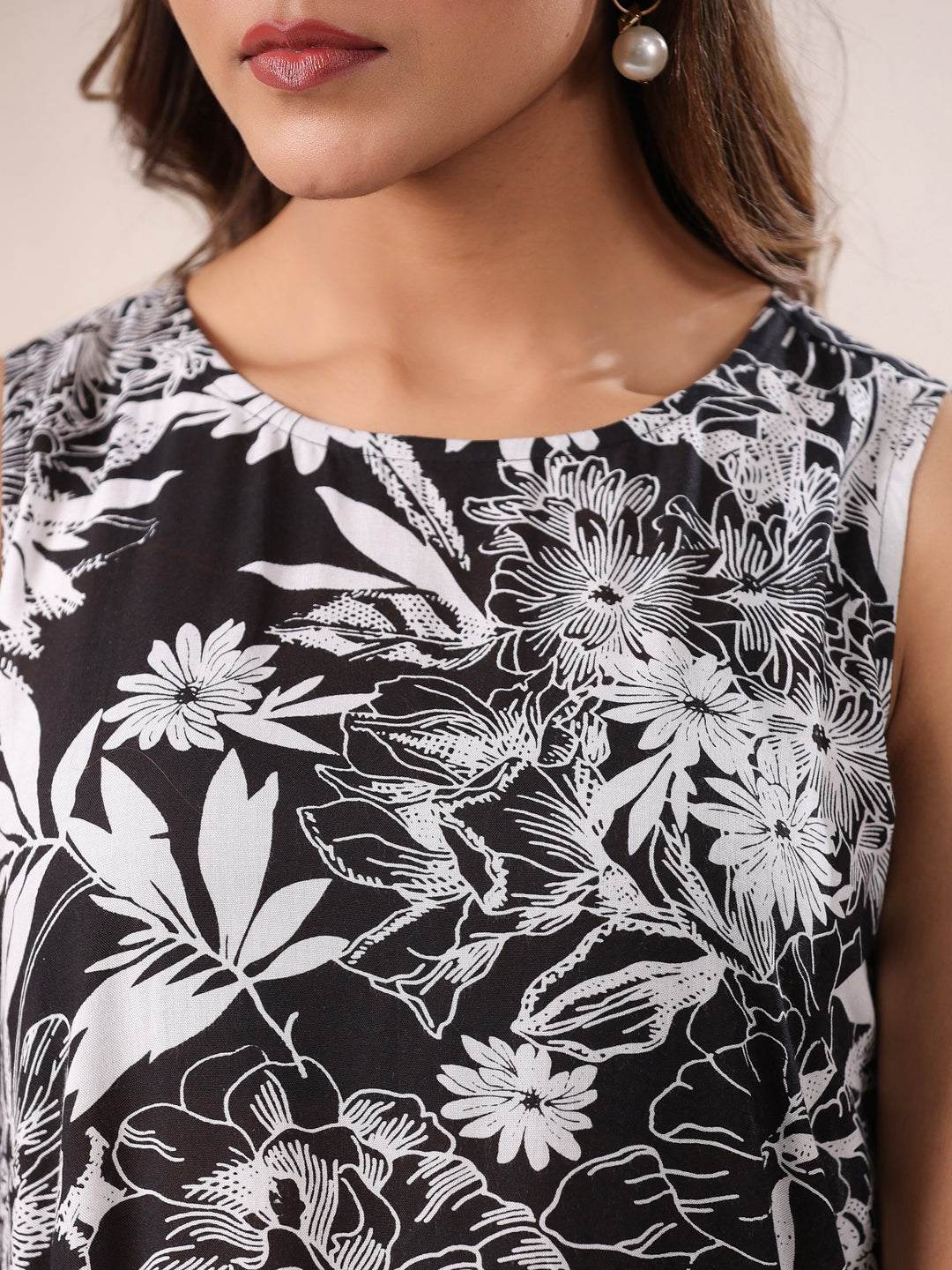 Janasya Dark Rayon Floral A-Line Top & Bottom Set | Swadesiicart