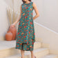 Janasya Dark Rayon Floral A-Line Top & Bottom Set | Swadesiicart