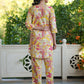 Janasya Bright Cotton Floral Straight Top & Bottom Set | Swadesiicart