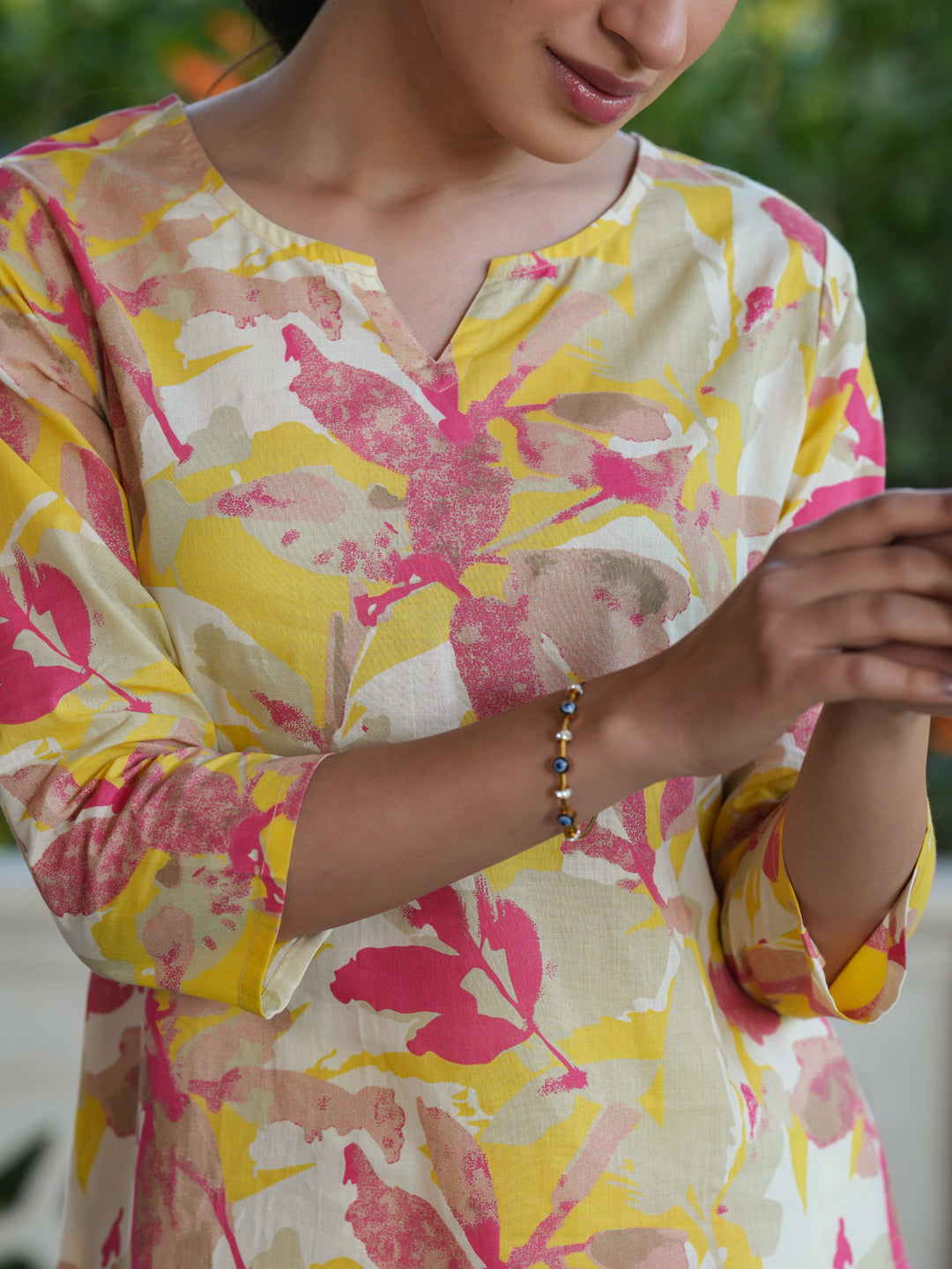 Janasya Bright Cotton Floral Straight Top & Bottom Set | Swadesiicart