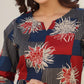 Janasya Bright Georgette Floral Fit & Flare Dress | Swadesiicart
