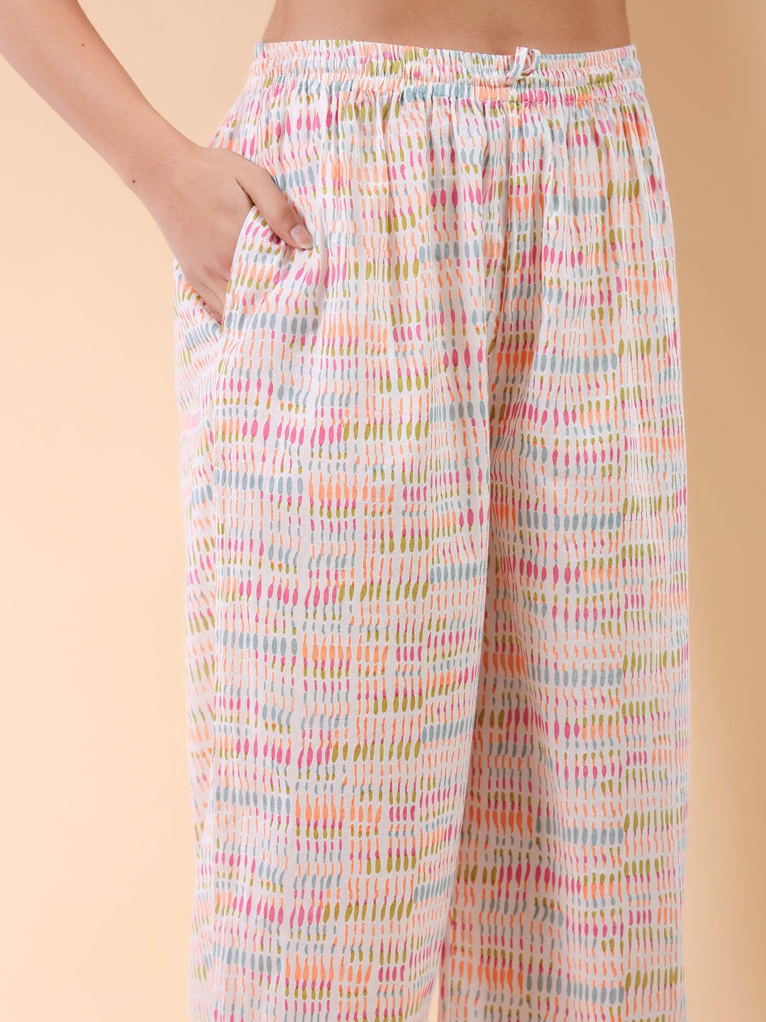 Janasya Light Cotton Abstract A-Line Top & Bottom Set | Swadesiicart
