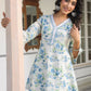 Janasya Light Cotton Yoke Embroidery A-Line Top & Bottom Set | Swadesiicart