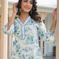 Janasya Light Cotton Yoke Embroidery A-Line Top & Bottom Set | Swadesiicart