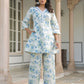 Janasya Light Cotton Yoke Embroidery A-Line Top & Bottom Set | Swadesiicart