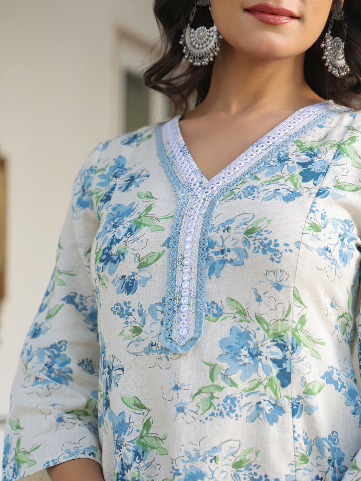 Janasya Light Cotton Yoke Embroidery A-Line Top & Bottom Set | Swadesiicart