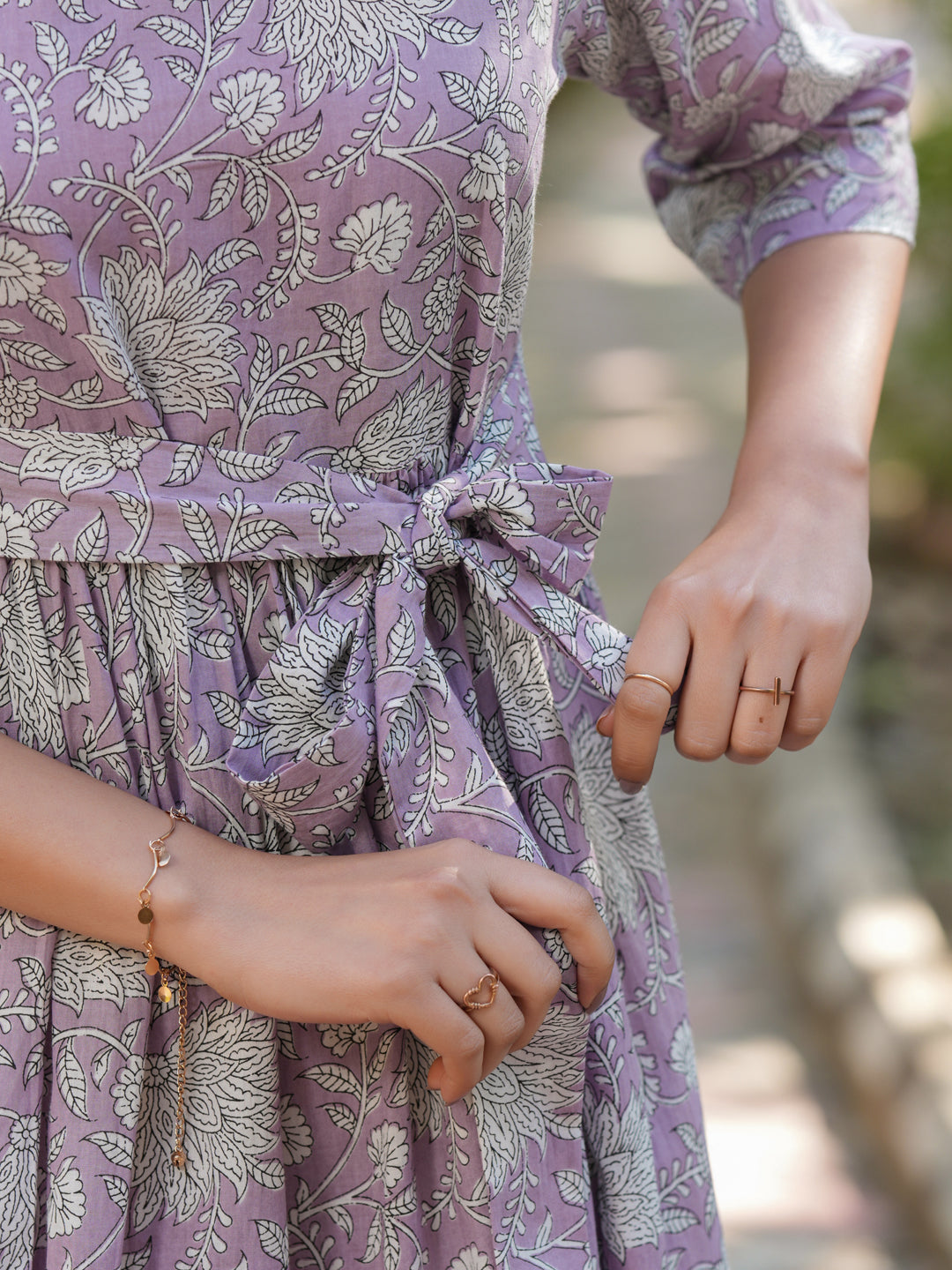 Janasya Light Cotton Floral Tiered Dress | Swadesiicart