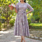 Janasya Light Cotton Floral Tiered Dress | Swadesiicart