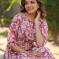Janasya Light Cotton Floral Gathered Dress | Swadesiicart