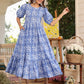 Janasya Light Cotton Floral Tiered Dress | Swadesiicart