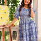 Janasya Light Cotton Floral Tiered Dress | Swadesiicart