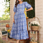 Janasya Light Cotton Floral Tiered Dress | Swadesiicart