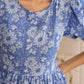 Janasya Light Cotton Floral Tiered Dress | Swadesiicart