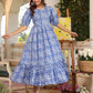Janasya Light Cotton Floral Tiered Dress | Swadesiicart