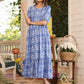 Janasya Light Cotton Floral Tiered Dress | Swadesiicart