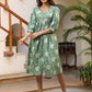 Janasya Dark Cotton Floral A-Line Dress | Swadesiicart