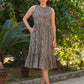 Janasya Dark Cotton Paisley A-Line Dress | Swadesiicart