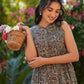 Janasya Dark Cotton Paisley A-Line Dress | Swadesiicart