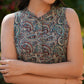 Janasya Dark Cotton Paisley A-Line Dress | Swadesiicart