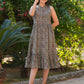 Janasya Dark Cotton Paisley A-Line Dress | Swadesiicart