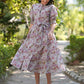 Janasya Dark Cotton Floral A-Line Dress | Swadesiicart