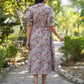 Janasya Dark Cotton Floral A-Line Dress | Swadesiicart