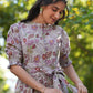 Janasya Dark Cotton Floral A-Line Dress | Swadesiicart