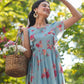 Janasya Bright Georgette Floral Tiered Dress | Swadesiicart