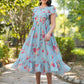 Janasya Bright Georgette Floral Tiered Dress | Swadesiicart