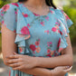 Janasya Bright Georgette Floral Tiered Dress | Swadesiicart