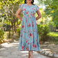 Janasya Bright Georgette Floral Tiered Dress | Swadesiicart