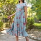 Janasya Bright Georgette Floral Tiered Dress | Swadesiicart